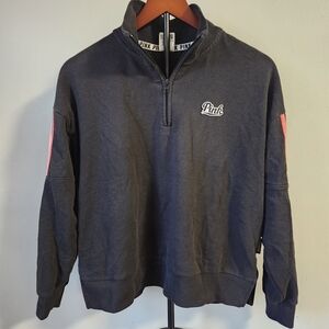 PINK Victoria's‎ Secret Black Zip Up Sweatshirt Logo And Rainbow Details SZ S